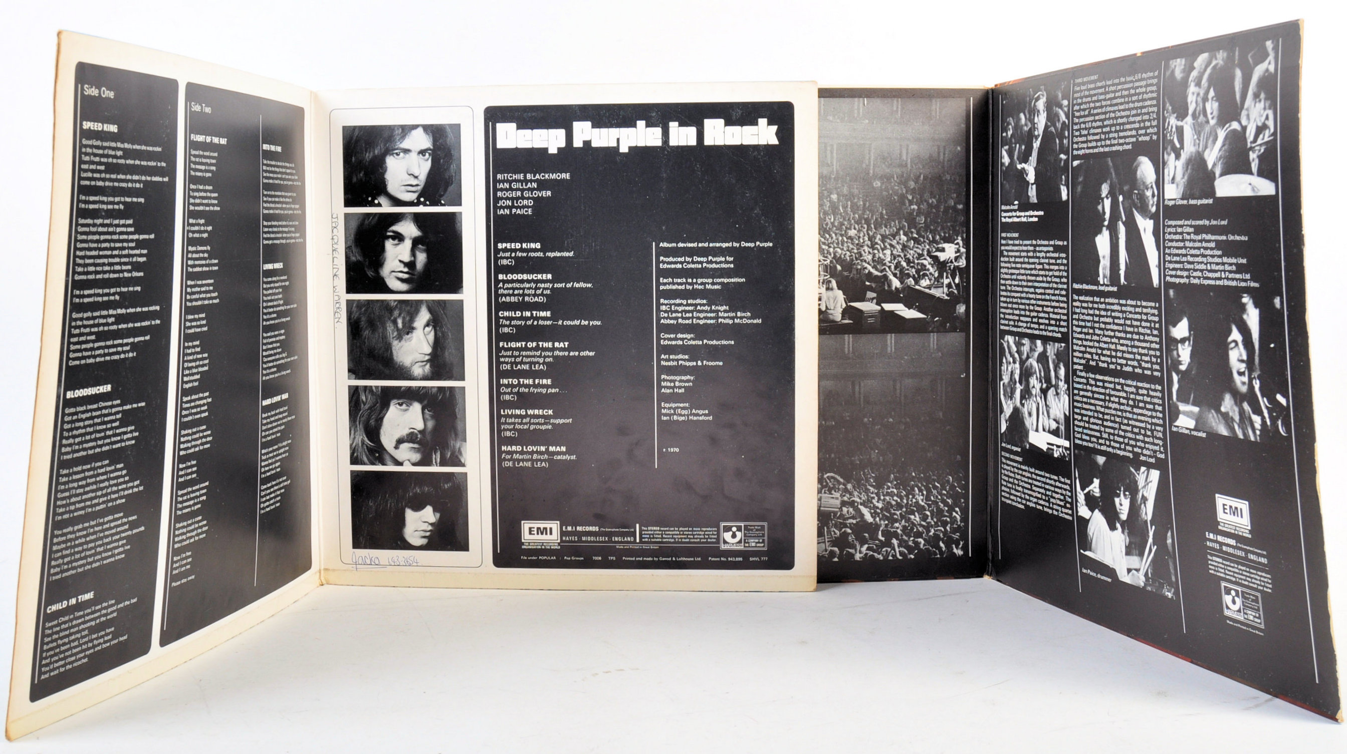 DEEP PURPLE - TWO VINYL RECORD ALBUMS - IN ROCK AND LIVE AT THE ROYAL ALBERT HALL - Image 4 of 4