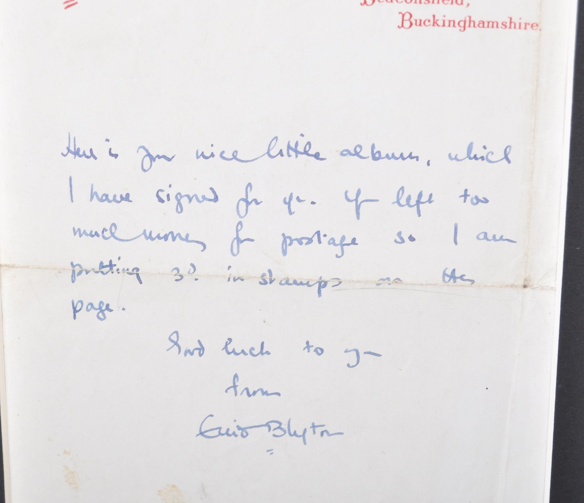 ENID BLYTON (1897-1968) - CHILDREN'S AUTHOR - HANDWRITTEN LETTER - Image 2 of 3