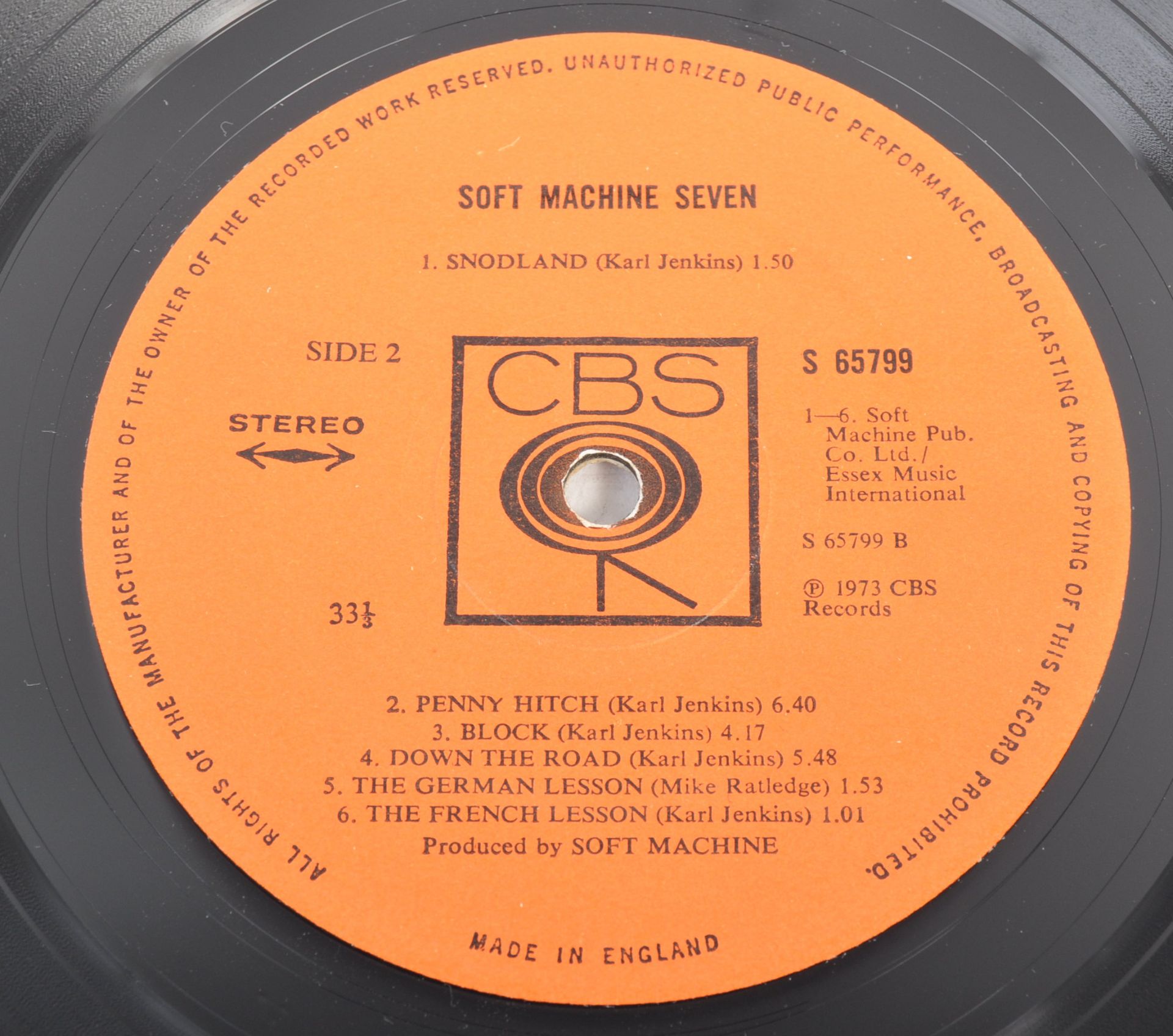 SOFT MACHINE - SEVEN - 1973 ORANGE CBS LABEL - Image 5 of 6