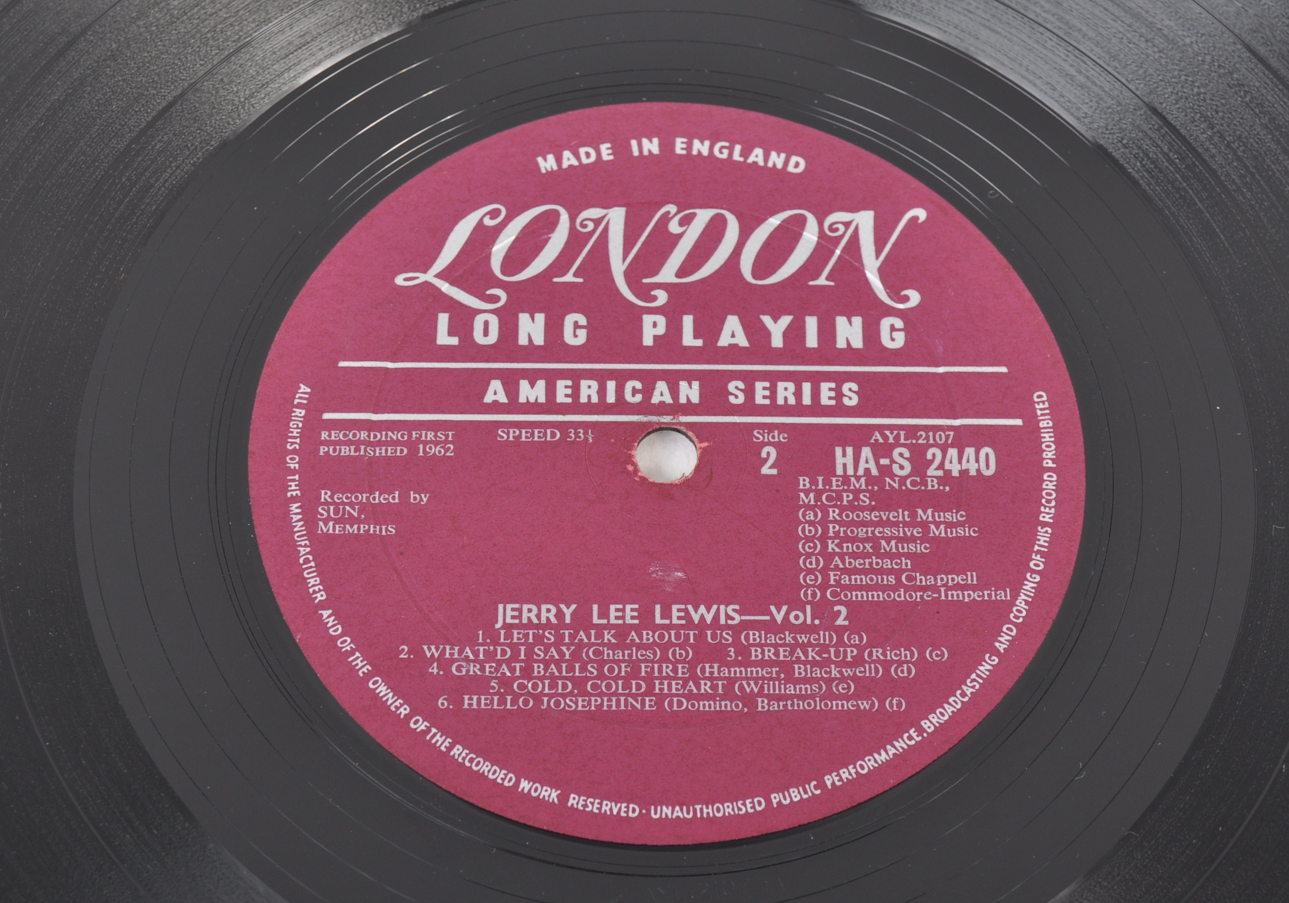 JERRY LEE LEWIS - LEE'S GREATEST - 1962 LONDON PLUM LABEL RELEASE - Image 4 of 4