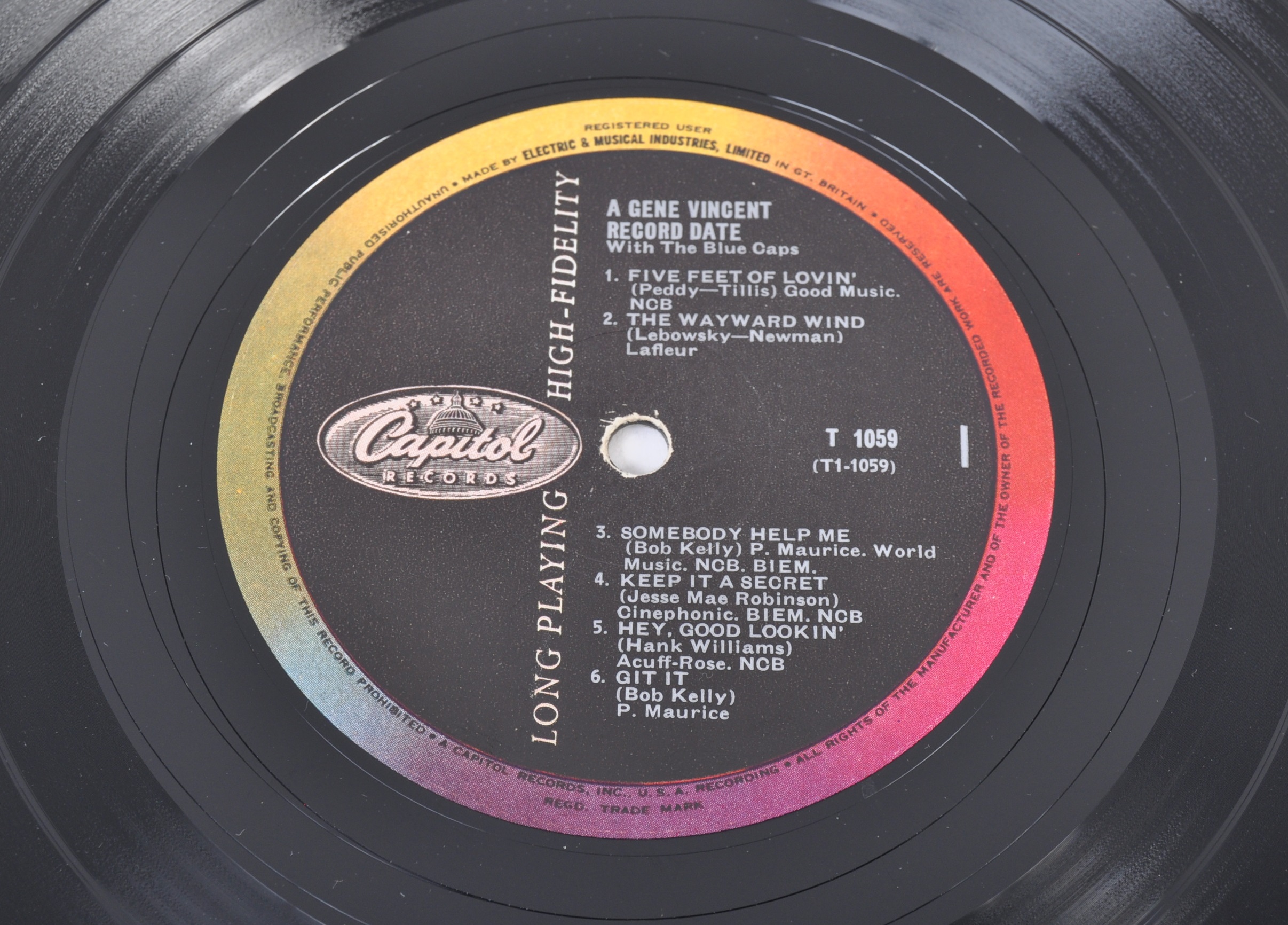 A GENE VINCENT RECORD DATE WITH THE BLUE CAPS - 1958 CAPITOL RELEASE - Image 3 of 4