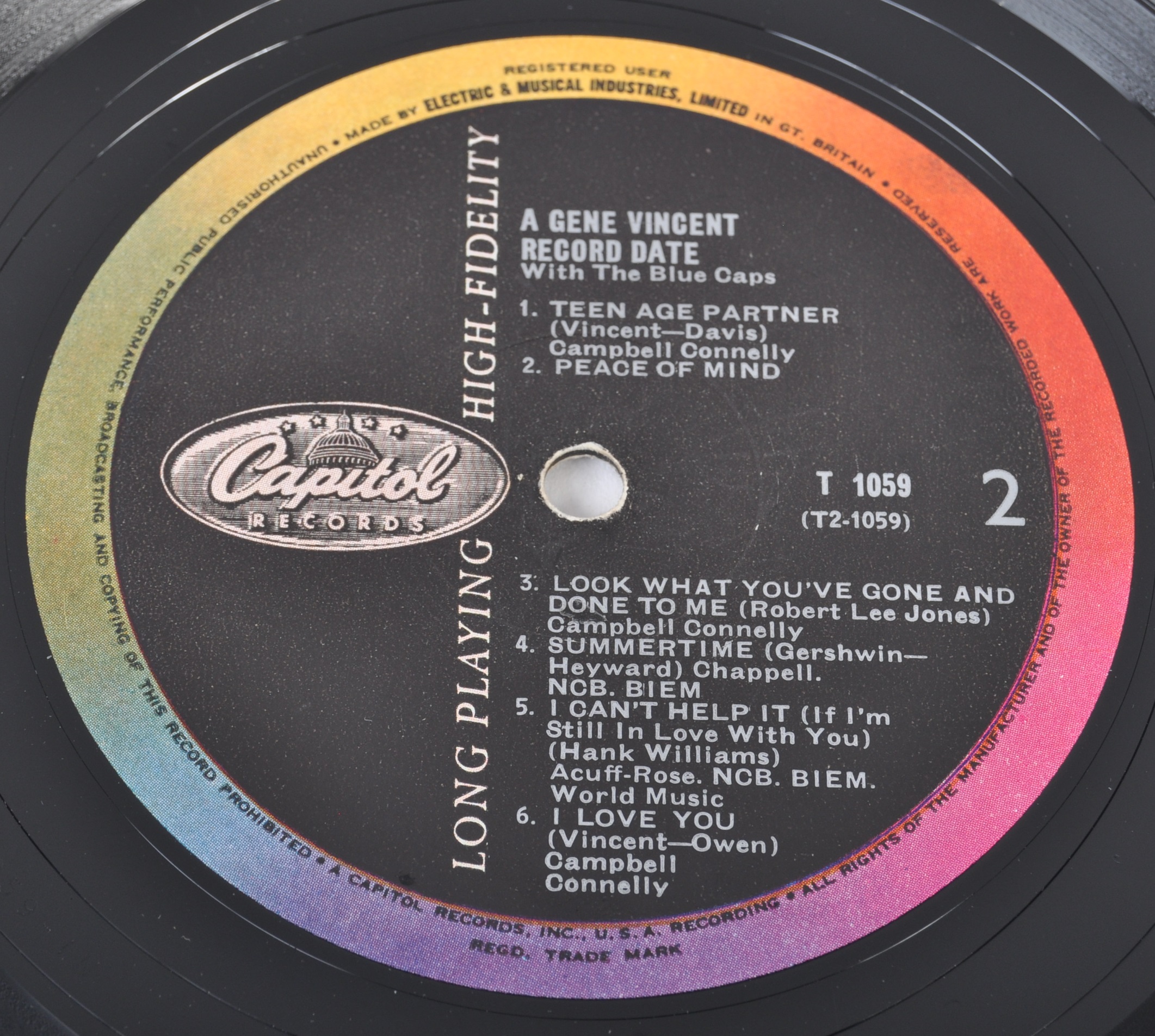 A GENE VINCENT RECORD DATE WITH THE BLUE CAPS - 1958 CAPITOL RELEASE - Image 4 of 4