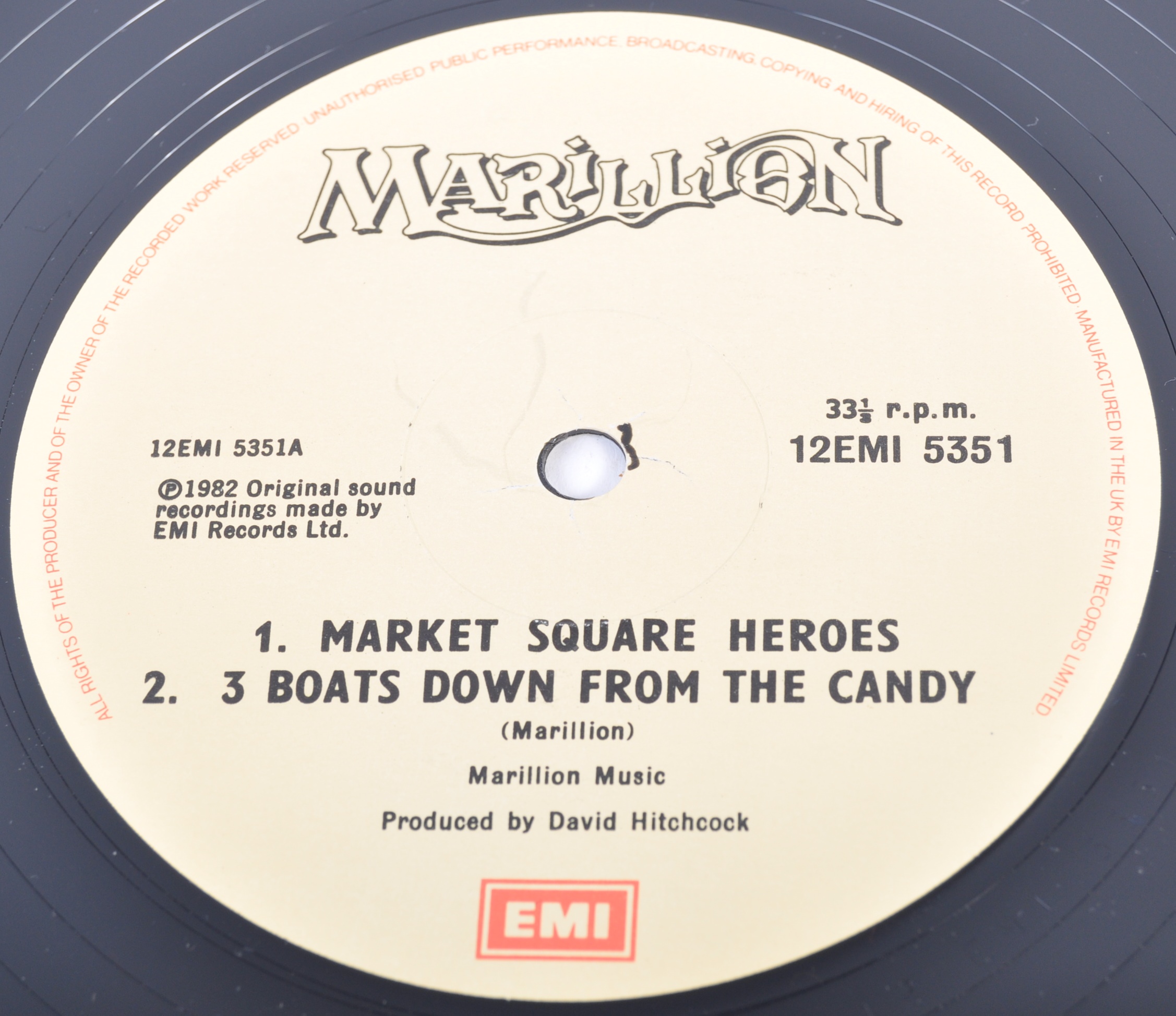 MARILLION SIGNED MARKET SQUARE HEROES 12" SINGLE AND SHOWCARD - Image 4 of 6