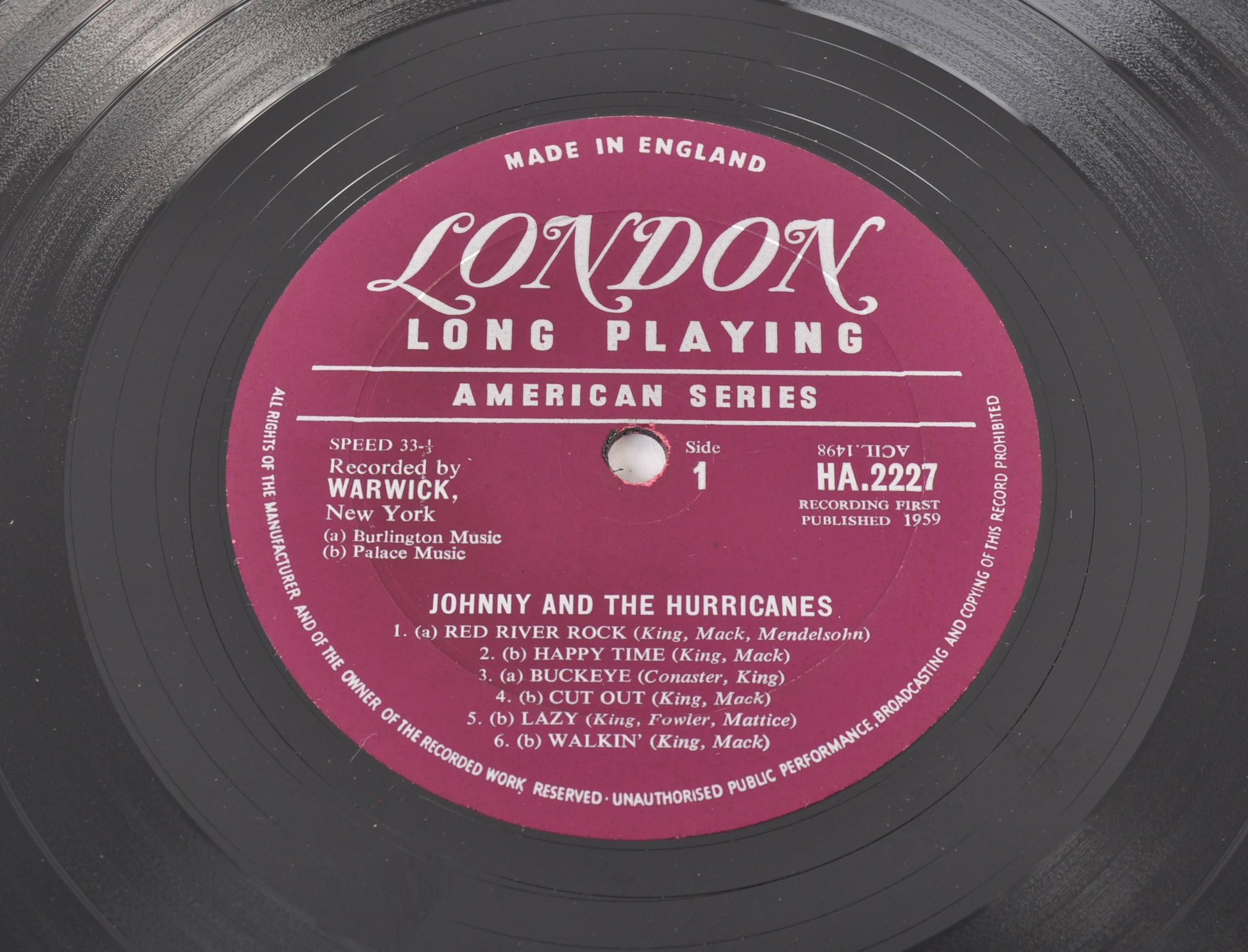 JOHNNY AND THE HURRICANES - RED RIVER ROCK - 1959 LONDON PLUM LABEL - Image 3 of 4