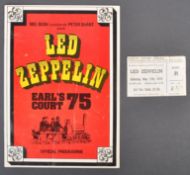 LED ZEPPELIN - EARLS COURT 1975 PROGRAMME & TICKET