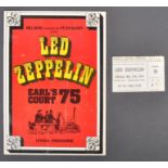 LED ZEPPELIN - EARLS COURT 1975 PROGRAMME & TICKET