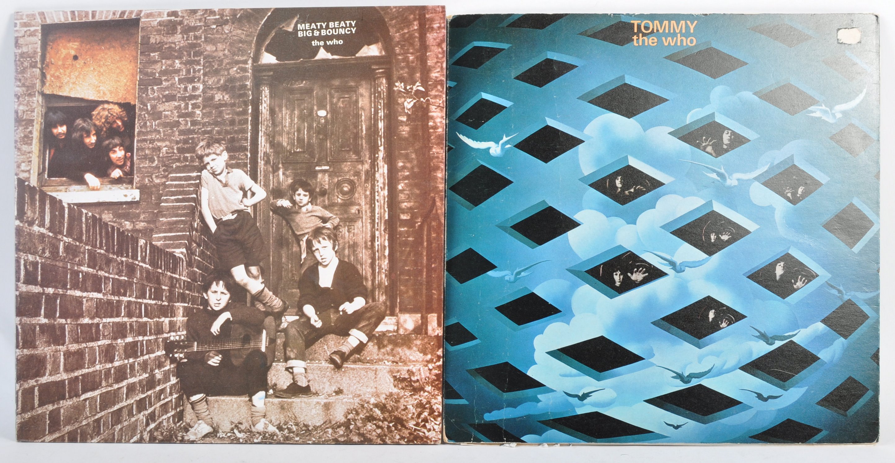 THE WHO - TWO VINYL RECORD ALBUMS TOMMY AND MEATY, BEATY, BIG & BOUNCY