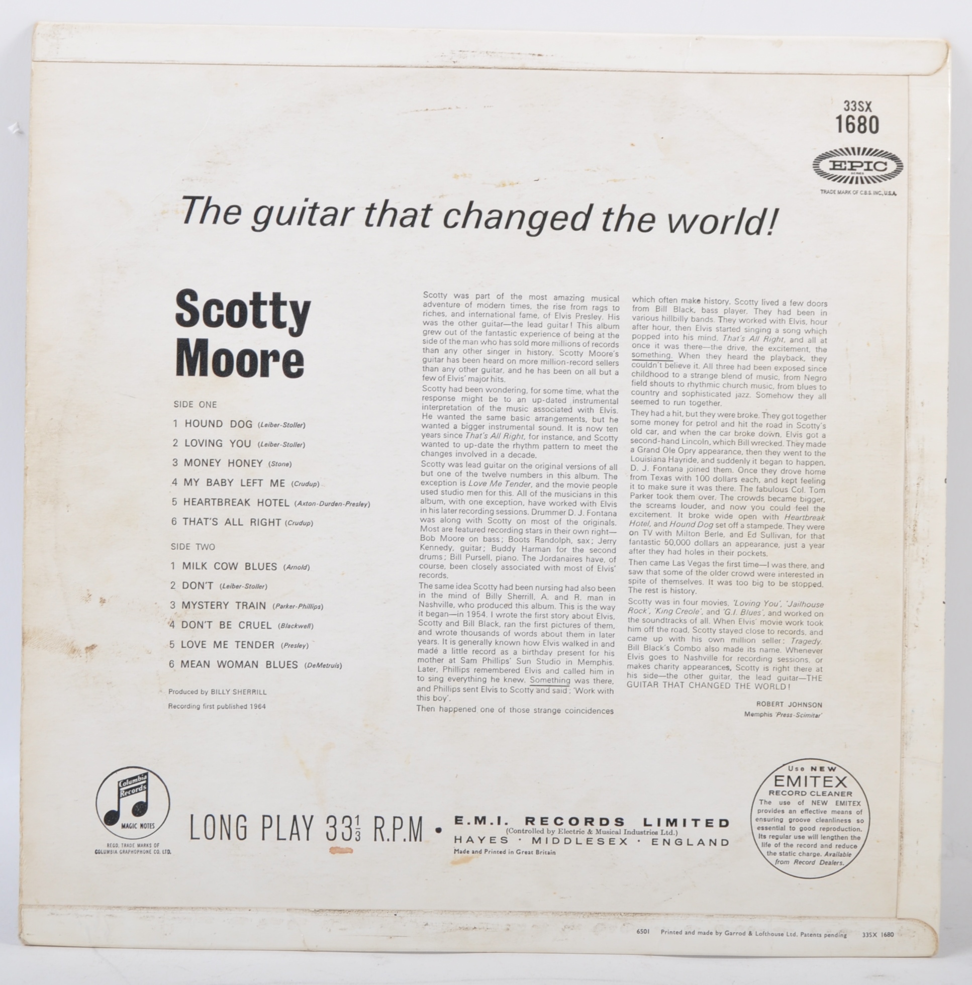 SCOTTY MOORE - THE GUITAR THAT CHANGED THE WORLD! - 1964 COLUMBIA RELEASE - Image 2 of 4