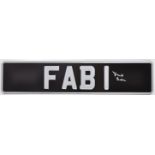 THUNDERBIRDS - FAB 1 - DAVID GRAHAM SIGNED NUMBERPLATE