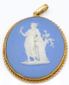 An Antique 18ct Gold Mounted Wedgwood Pendant