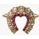 Antique Ruby & Diamond Horseshoe ring