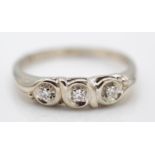 14ct White Gold And Diamond Columbian Three Stone Ring