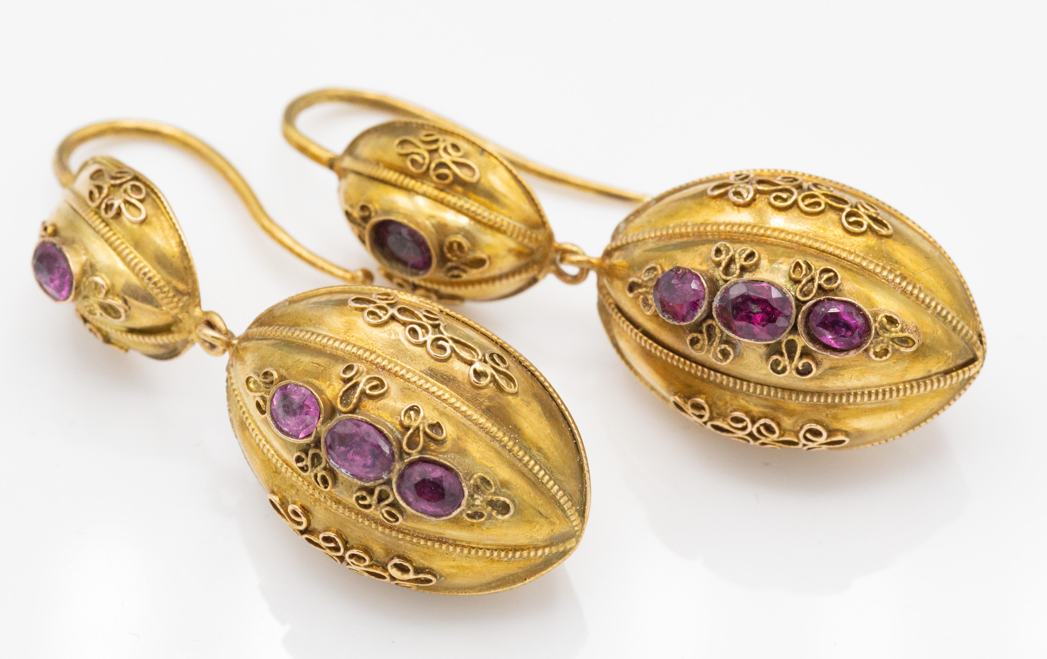 Victorian Gold & Garnet Drop Earrings