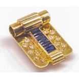 An Art Deco 18ct Gold French Sapphire & Diamond Dress Clip