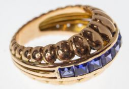 14ct French Gold & Sapphire Dome Ring