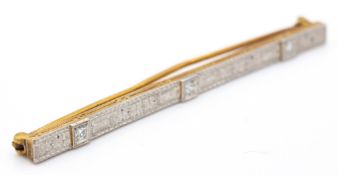 A 14ct Gold Platinum & Diamond Bar Brooch