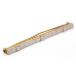 A 14ct Gold Platinum & Diamond Bar Brooch