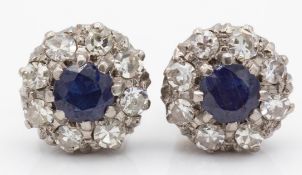 Sapphire & Diamond Cluster Earrings