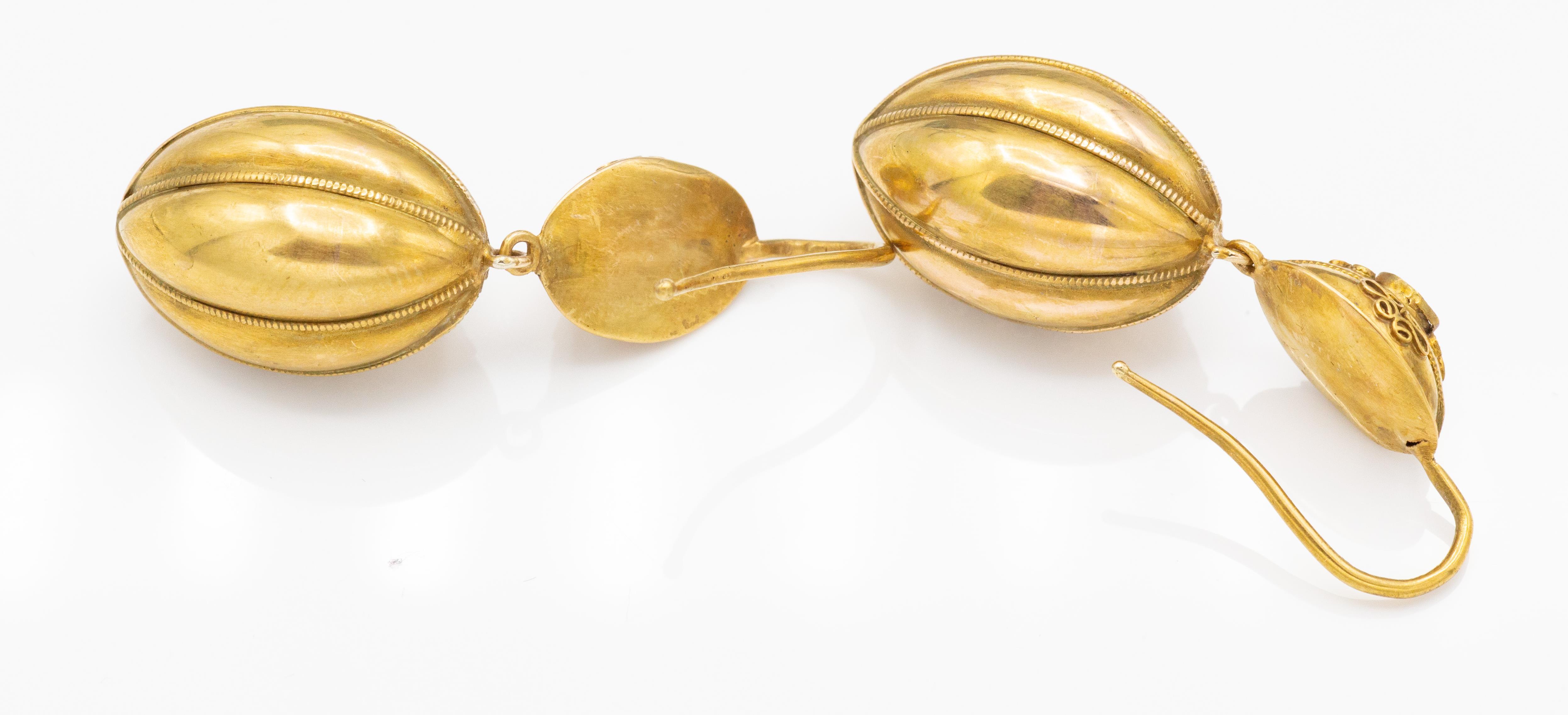 Victorian Gold & Garnet Drop Earrings - Image 2 of 3