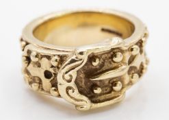 Large Heavy Set 9ct Gold Hallmarked Buckle Ring