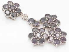 9ct White Gold Colour Change Sapphire & Diamond Necklace Pendant