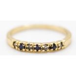 9ct Yellow Gold Sapphire & Diamond Seven Stone Ring