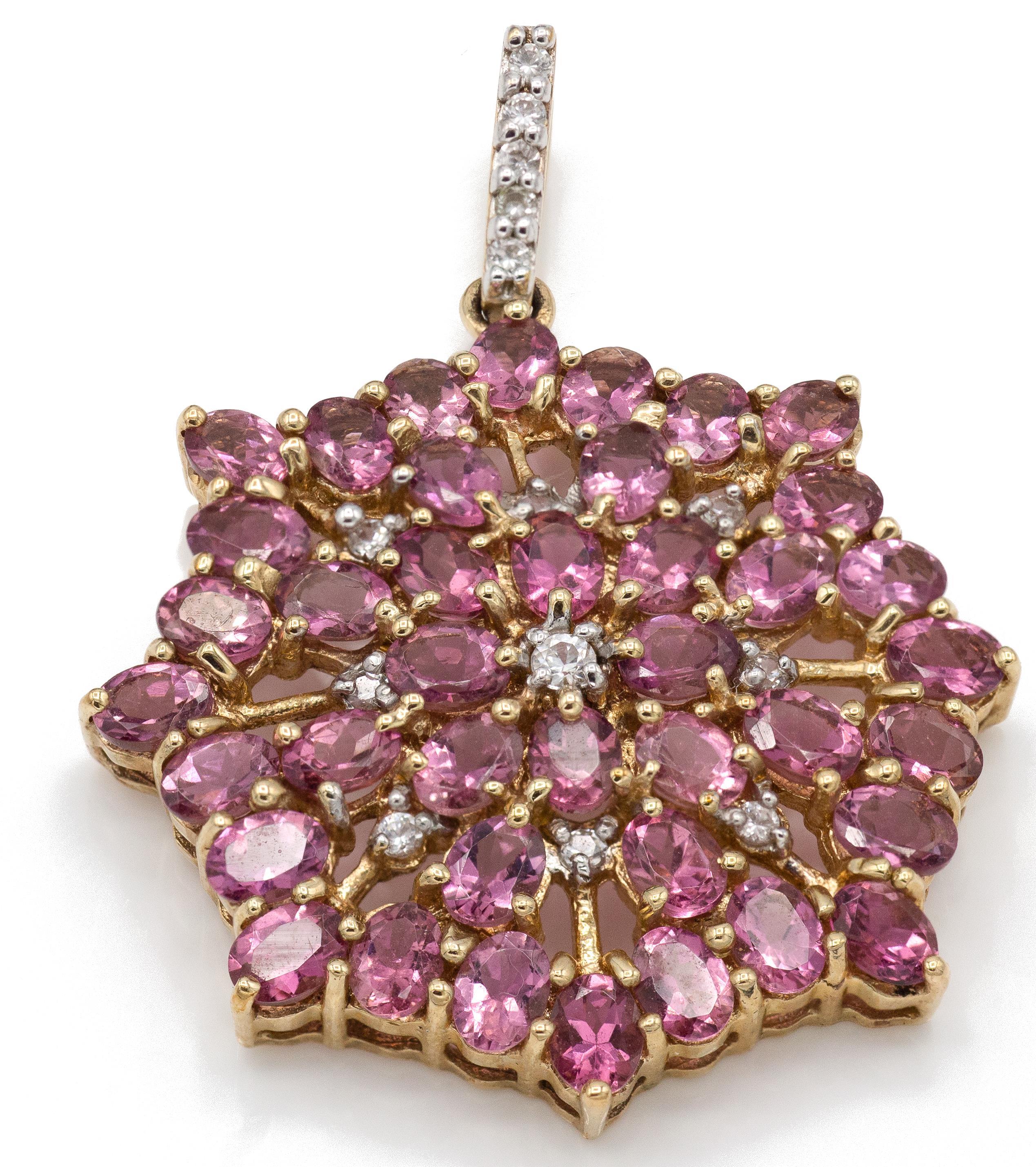 Pink Tourmaline & Zircon Necklace Pendant - Image 2 of 3