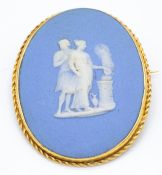 Antique 18ct Gold Mounted Wedgwood Brooch Pin