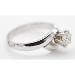 18ct White Gold Single Stone Diamond Ring Approx .45cts