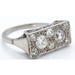 A French Art Deco Platinum Diamond Ring