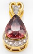 18ct Gold Pink Zircon & Diamond Necklace Pendant