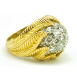 Van Cleef & Arpels 18ct Gold Platinum & Diamond Bombé Ring