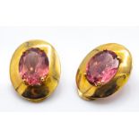 A Pair of 9ct Gold & Pink Tourmaline Earrings