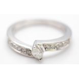 9ct White Gold & Diamond Crossover Ring