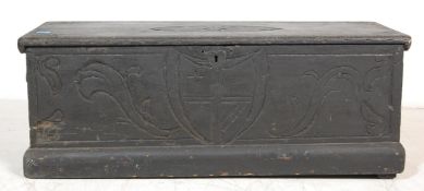 18TH / 19TH CENTURY EBONISED OAK COFFER / BLANKET BOX