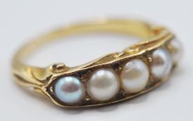 ANTIQUE 18CT GOLD AND SEED PEARL RING