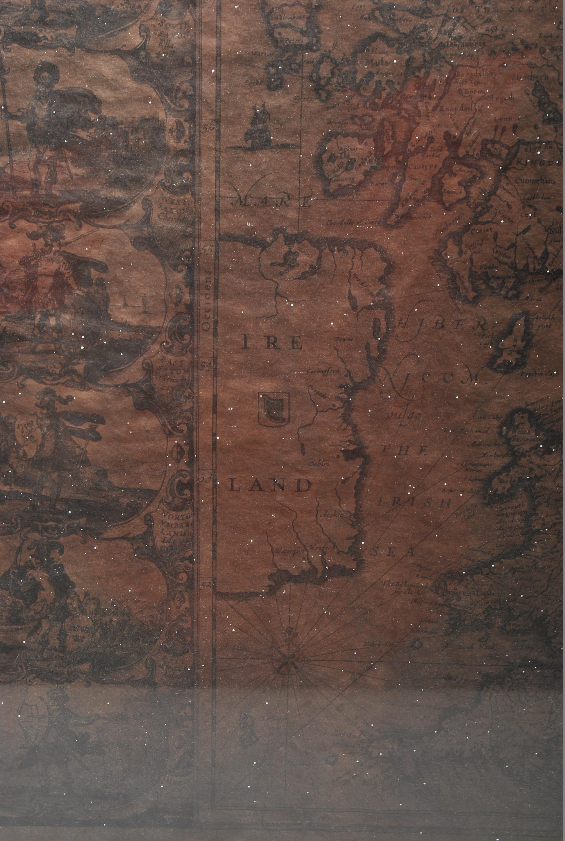 ANTIQUE 19TH CENTURY COPY OF A MAP OF THE BRITISH ISLES BY JOHANNES BLAEU 1645. - Image 3 of 8