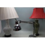 THREE VINTAGE RETRO 20TH CENTURY DESK LAMPS / LIGHTS - ADJUSTABLE DESK LAMP - CERAMIC LIGHTS