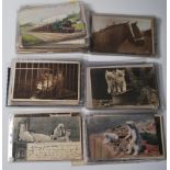 COLLECTION OF POSTCARDS - RAILWAY RELATED & ZOOS