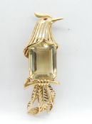 A FRENCH 18CT GOLD BIRD NOVELTY BROOCH CLIP