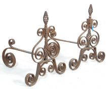 PAIR OF 19TH CENTURY VICTORIAN WROUGHT IRON FIRE DOGS