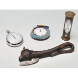 TWO 60 MINUTE STOPWATCHES - BRASS CLEPSYDRA - ANTIQUE CAN OPENER