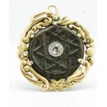 A GOLD & DIAMOND JUDAICA MAGEN DAVID MEDALLION FOB PENDANT