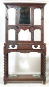A VICTORIAN JACOBEAN OAK HALL STAND COAT STAND