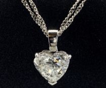 18CT GOLD HEART CUT DIAMOND PENDANT NECKLACE 2.78CT