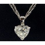 18CT GOLD HEART CUT DIAMOND PENDANT NECKLACE 2.78CT