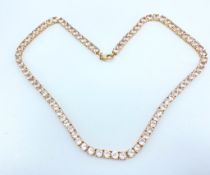 A HALLMARKED 925 SILVER ROSE GOLD PLATED MORGANITE NECKLACE