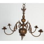 EARLY 20TH CENTURY BRASS DUTCH INFLUENCED CHANDELIER