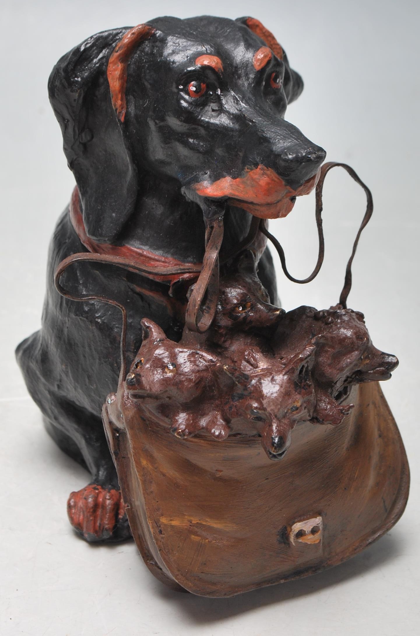 AUSTRIAN STYLE COLDPLAINTED BRONZE DACHSHUND INKWELL
