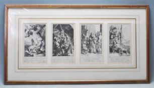 JAN VAN DE VELDE - A SET OF FOUR 17TH CENTURY ETCHING PRINTS DEPICTING SCENES FROM THE BIBLE.